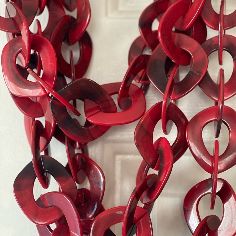 Sassy Jones Red Resin Link Necklace